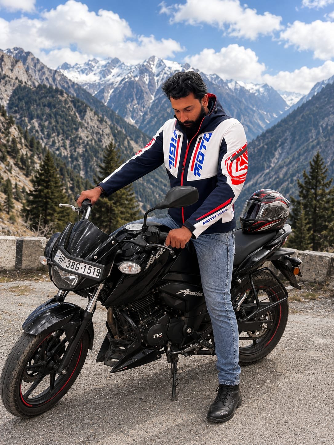 Rider Wearing Moto Vigil Jacket